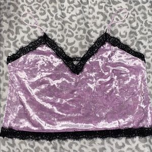 Lavender, Velvet, lace crop top